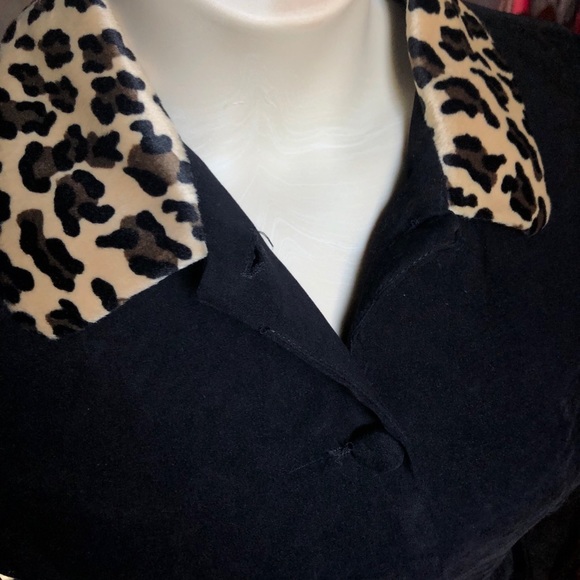 Vintage Leopard Cuff Black Faux Suede Jacket Pants - Picture 5 of 9